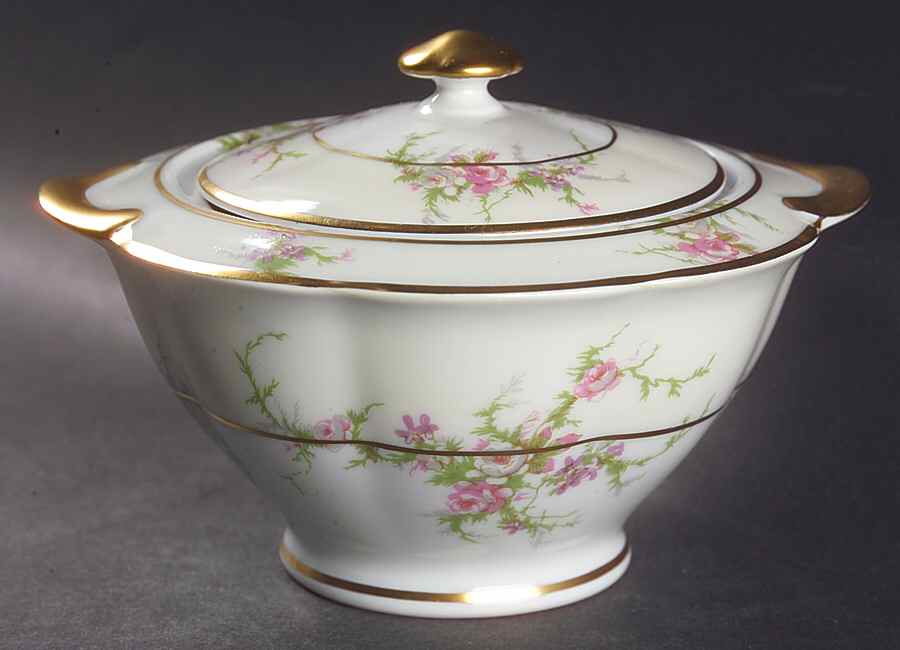 Rosalinde (France, Gold Trim) Sugar Bowl & Lid by Haviland-1