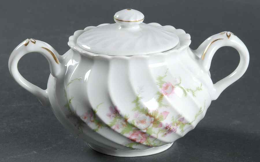 Rosalinde (France, Gold Trim) Mini Sugar Bowl & Lid by Haviland-1