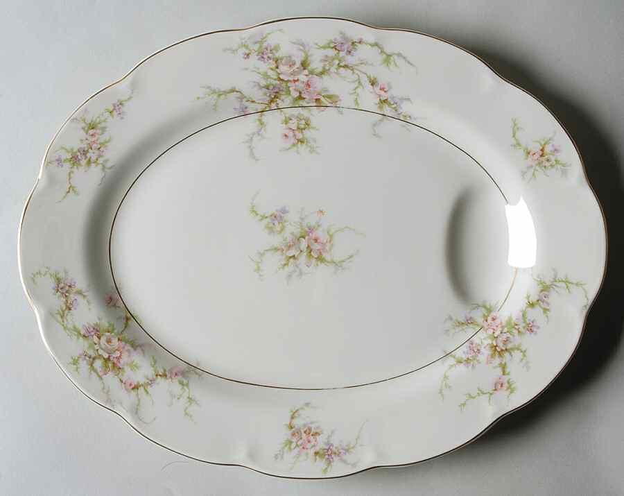 Rosalinde (France, Gold Trim) 11" Oval Serving Platter by Haviland-1