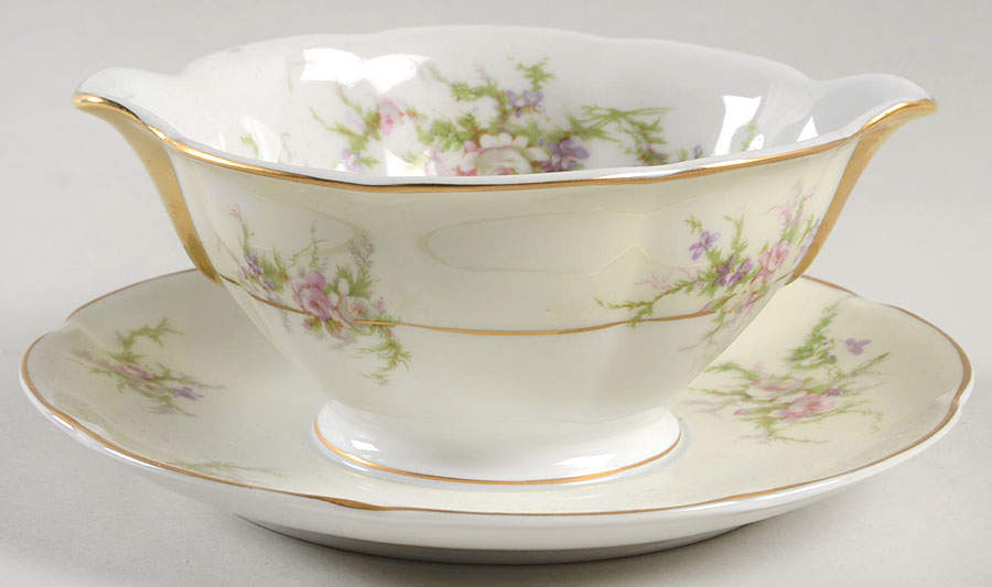 Rosalinde (New York) Round Gravy Boat/Attached Underplate by Haviland-1