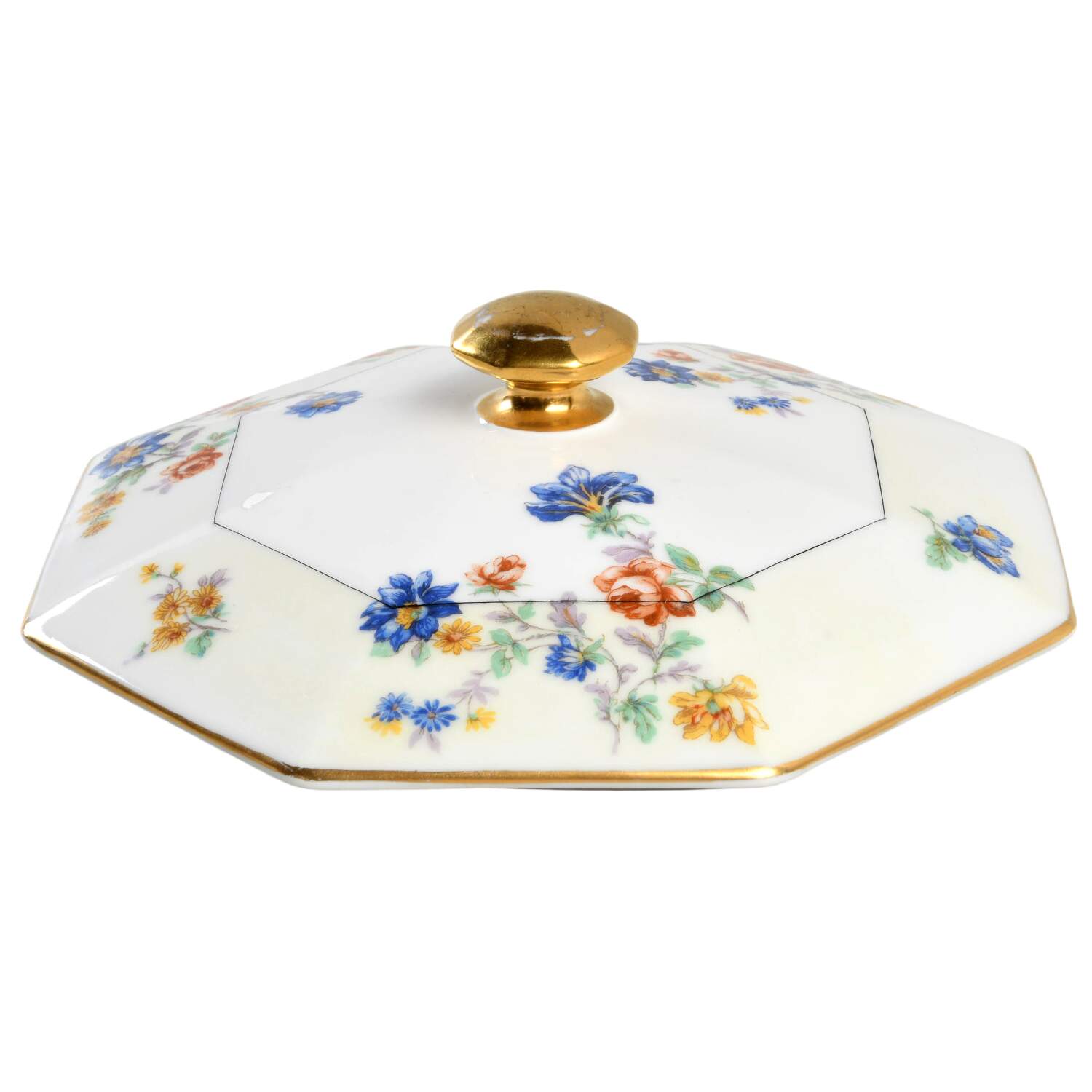 Rose Spray Lid for Octagonal Vegetable by Haviland-1
