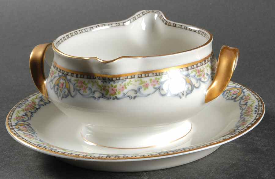 Rumania Gravy Boat with Attached Underplate by Haviland-1