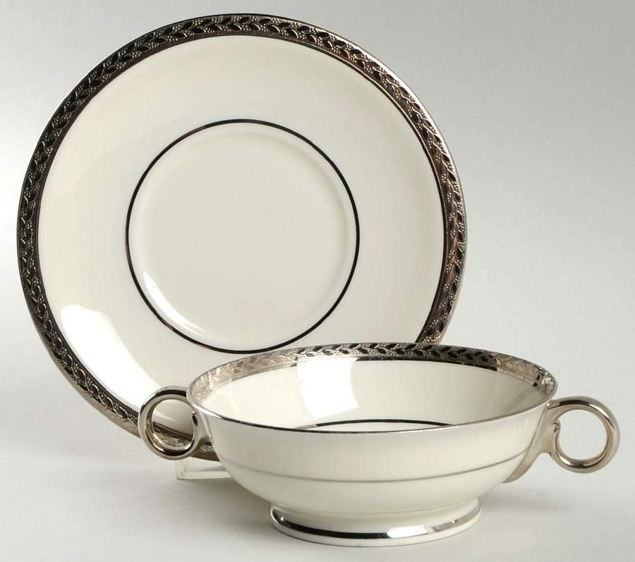Sanford Footed Cream Soup Bowl & Saucer Set by Haviland-1