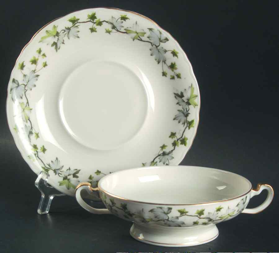 Saratoga (New York) Footed Cream Soup Bowl & Saucer Set by Haviland-1