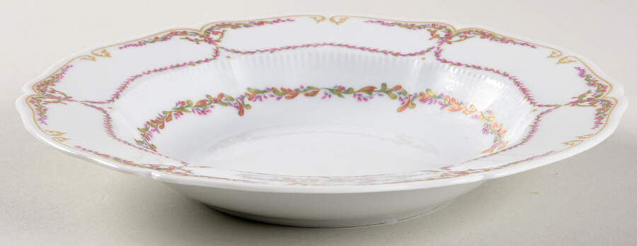 Savoie (Fr, Pink & Green Design) Rim Soup Bowl by Haviland-1