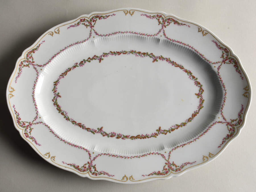 Savoie (Fr, Pink & Green Design) 14" Oval Serving Platter by Haviland-1