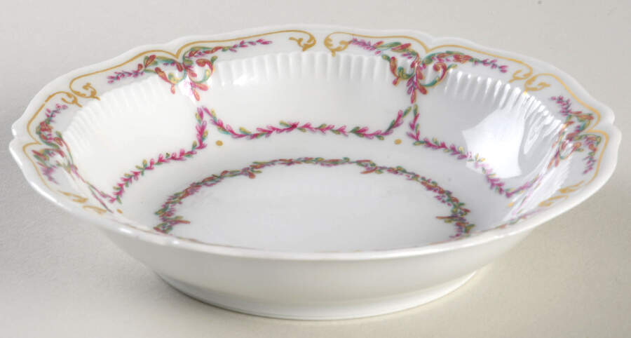 Savoie (Fr, Pink & Green Design) Fruit/Dessert (Sauce) Bowl by Haviland-1