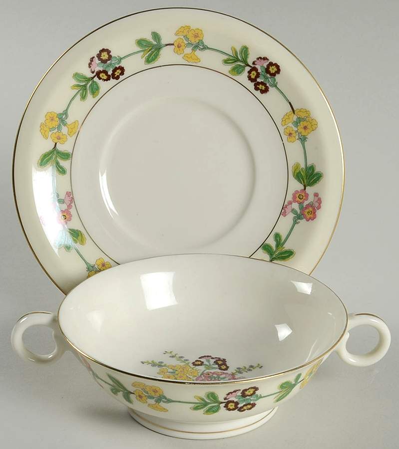 Saybrook Footed Cream Soup Bowl & Saucer Set by Haviland-1
