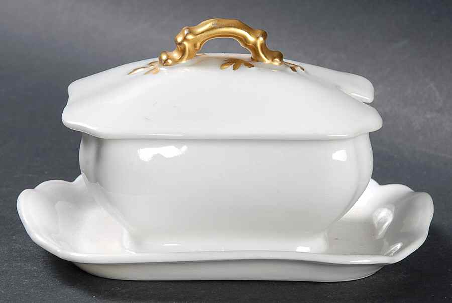 Schleiger 10 Mustard with Lid & Attached Underplate by Haviland-1
