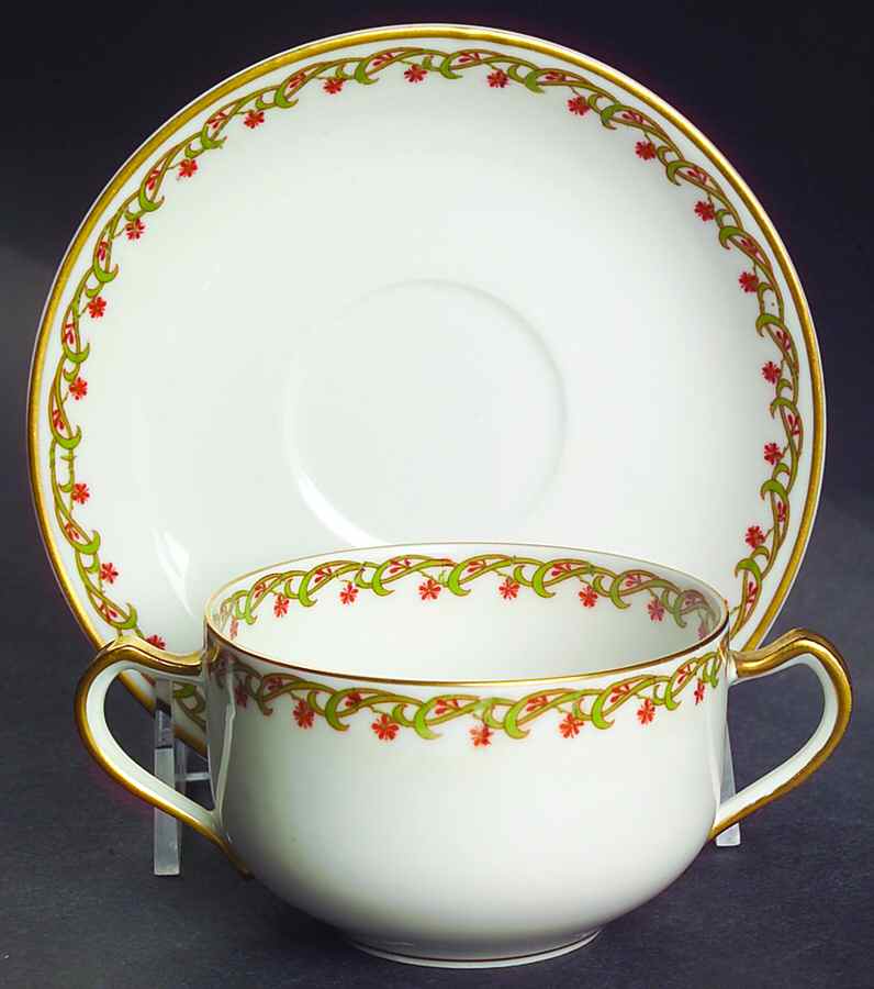 Schleiger 101A Flat Bouillon Cup & Saucer by Haviland-1