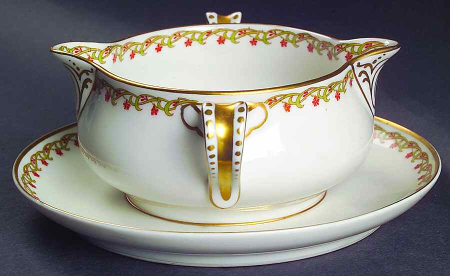 Schleiger 101A Round Gravy Boat/Attached Underplate by Haviland-1