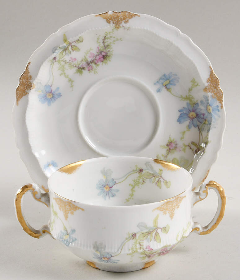 Schleiger 1041 Flat Bouillon Cup & Saucer by Haviland-1