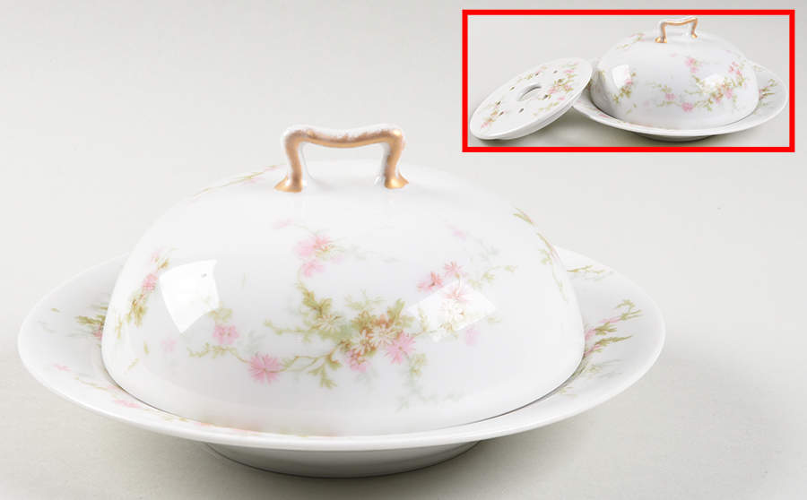Schleiger 1043A Round Covered Butter with Strainer by Haviland-1