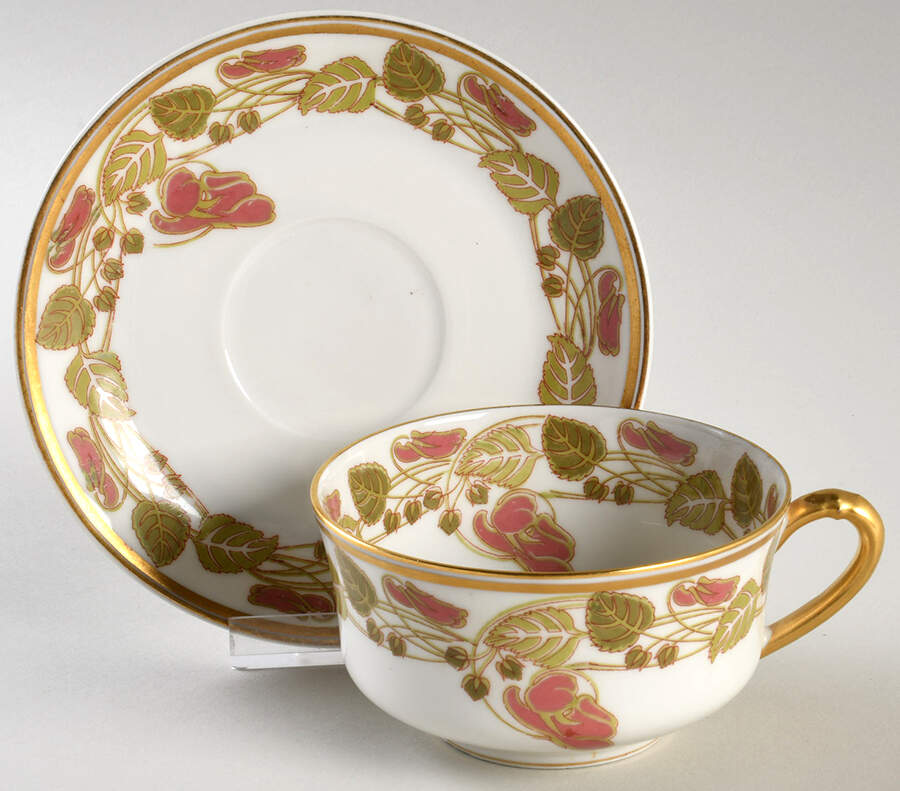 Schleiger 106 Flat Cup & Saucer Set by Haviland-1
