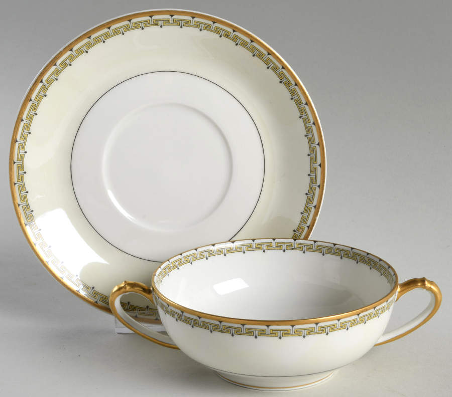 Schleiger 107 Flat Cream Soup Bowl & Saucer Set by Haviland-1