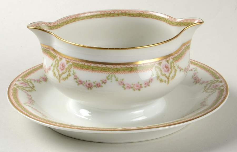 Schleiger 1073A Gravy Boat with Attached Underplate by Haviland-1