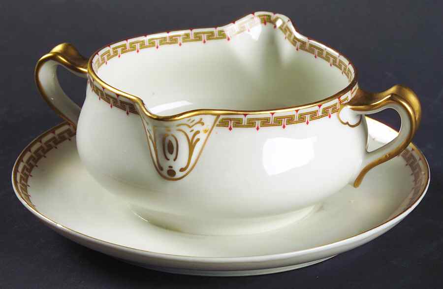Schleiger 107b Gravy Boat with Attached Underplate by Haviland-1