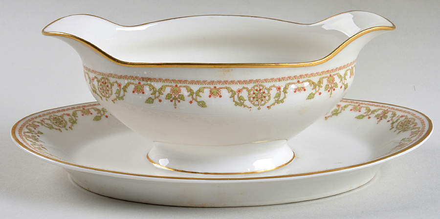 Schleiger 1082 Gravy Boat with Attached Underplate by Haviland-1