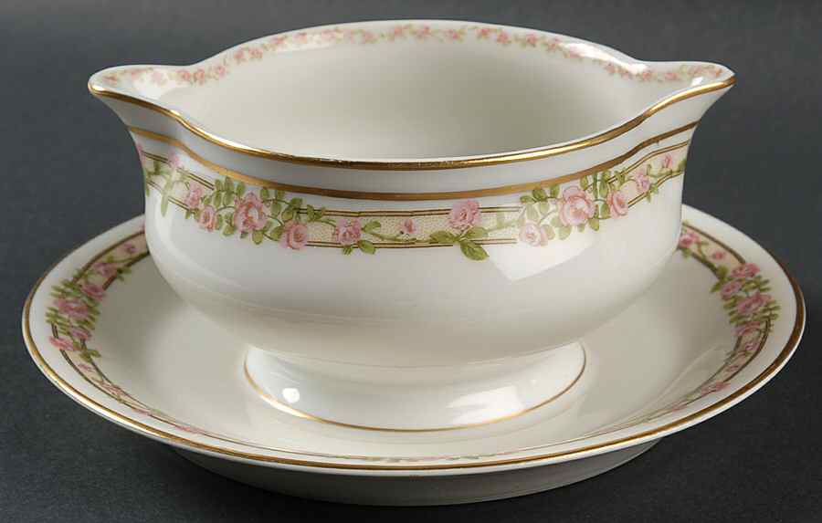 Schleiger 1084 Round Gravy Boat/Attached Underplate by Haviland-1