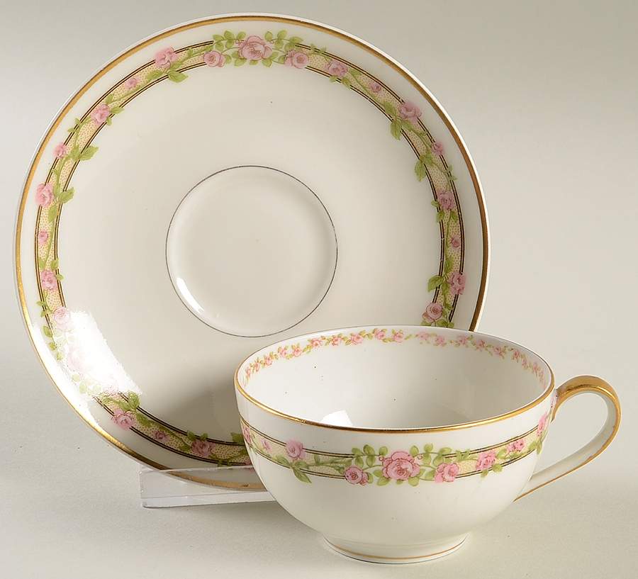 Schleiger 1084 Flat Cup & Saucer Set by Haviland-1