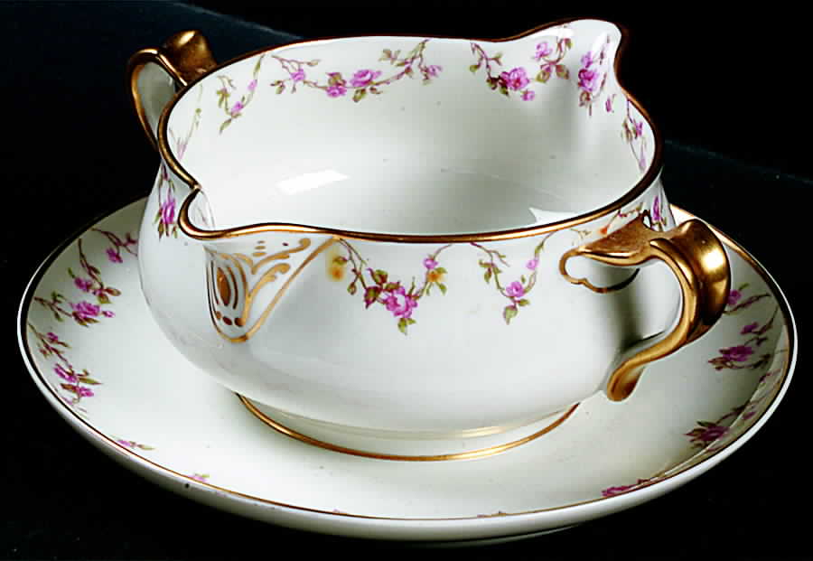 Schleiger 111A Gravy Boat with Attached Underplate by Haviland-1