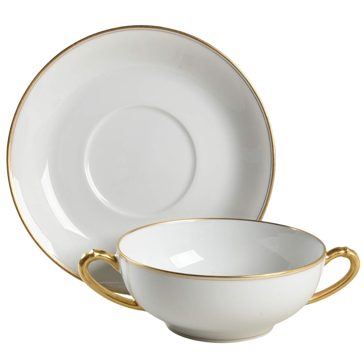 Schleiger 1125 Flat Cream Soup Bowl & Saucer Set by Haviland-1