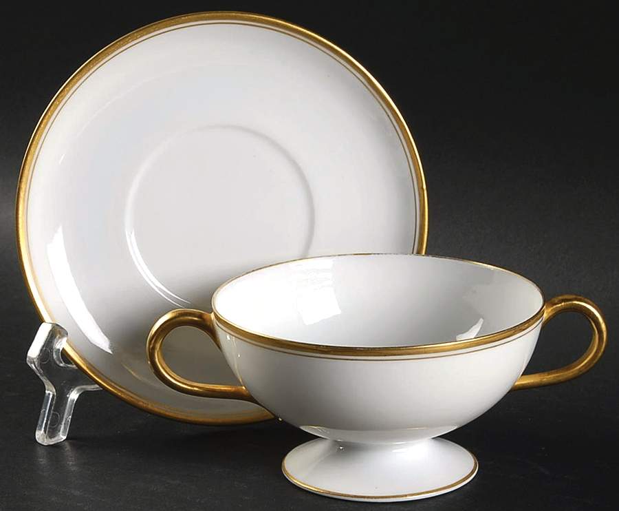 Schleiger 1125 Footed Bouillon Cup & Saucer by Haviland-1