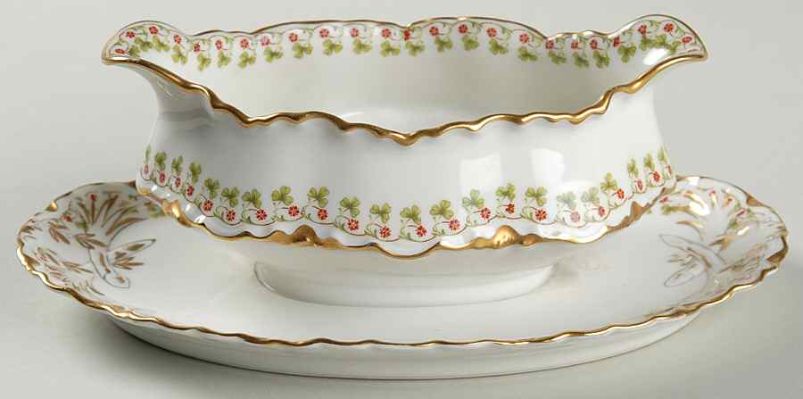 Schleiger 113A Gravy Boat with Attached Underplate by Haviland-1