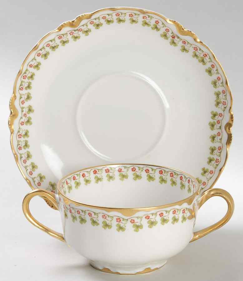 Schleiger 113A Flat Bouillon Cup & Saucer by Haviland-1