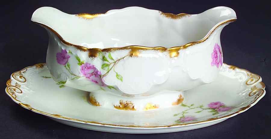 Schleiger 1151 Gravy Boat with Attached Underplate by Haviland-1