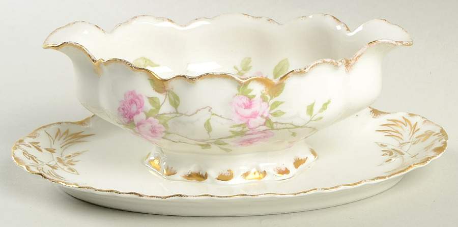 Schleiger 1151B Gravy Boat with Attached Underplate by Haviland-1