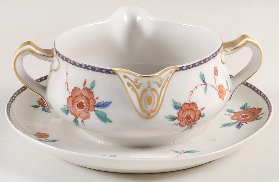 Schleiger 1183 Gravy Boat with Attached Underplate by Haviland-1
