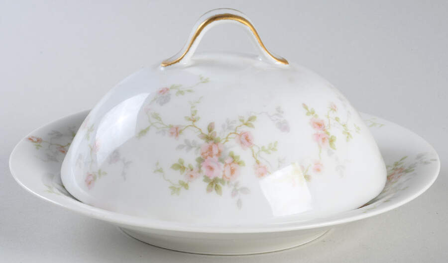 Schleiger 1245 Round Covered Butter w/Strainer by Haviland-1