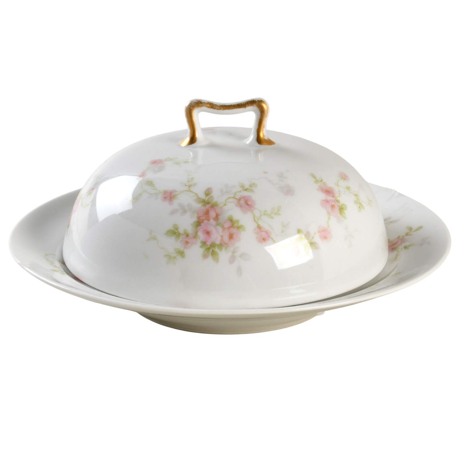 Schleiger 1245 Round Covered Butter w/Strainer by Haviland-1