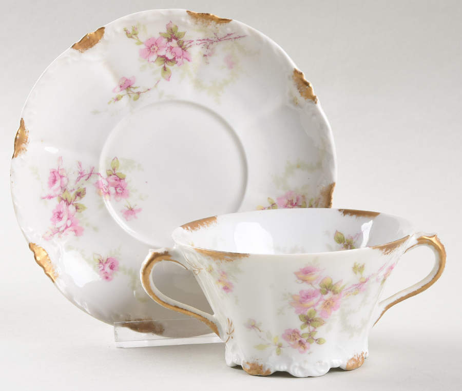 Schleiger 141E Bouillon Cup & Saucer by Haviland-1