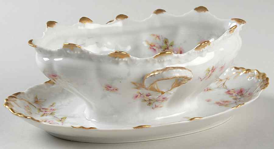 Schleiger 141E Gravy Boat with Attached Underplate by Haviland-1