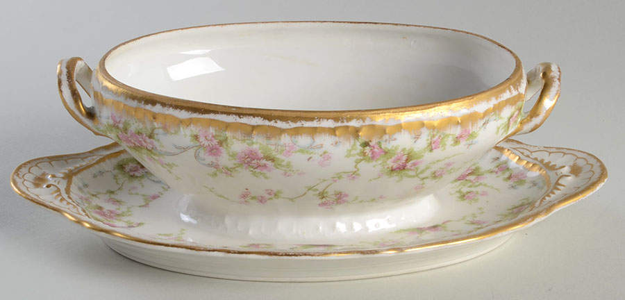 Schleiger 142a Gravy Boat w/Attached Underplate No Lid by Haviland-1
