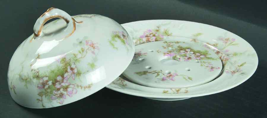 Schleiger 146A Round Covered Butter with Strainer by Haviland-1
