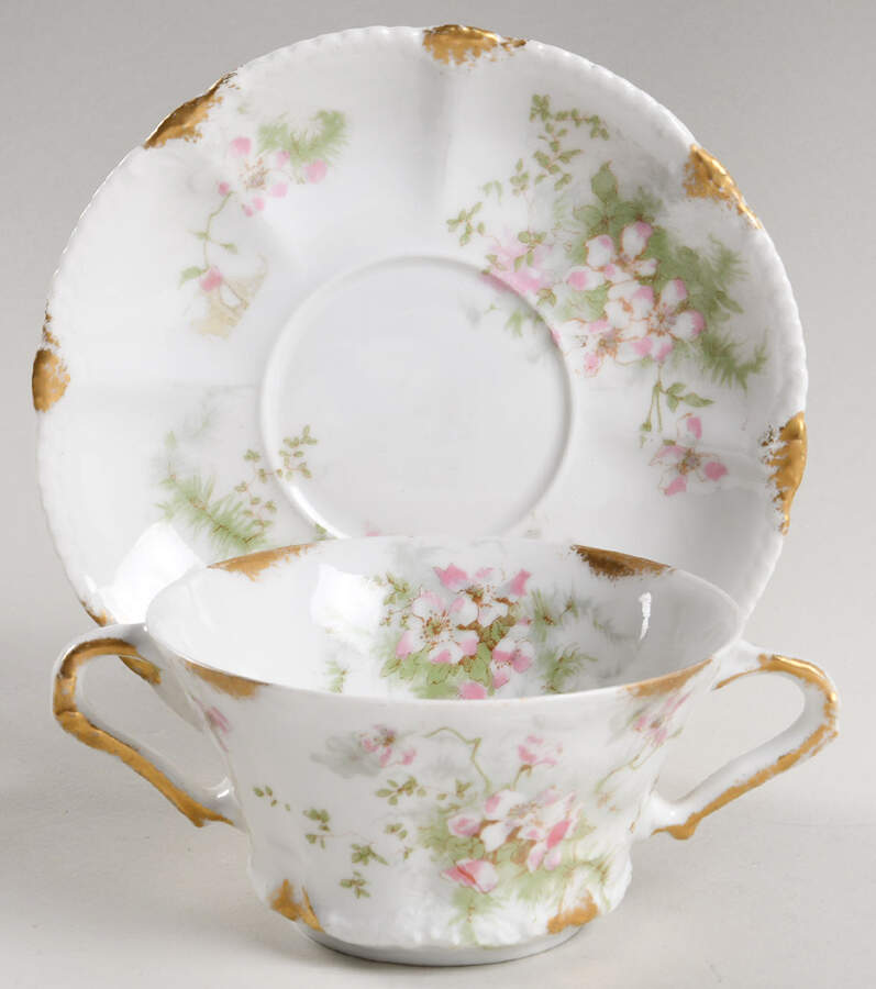 Schleiger 146O Flat Bouillon Cup & Saucer by Haviland-1