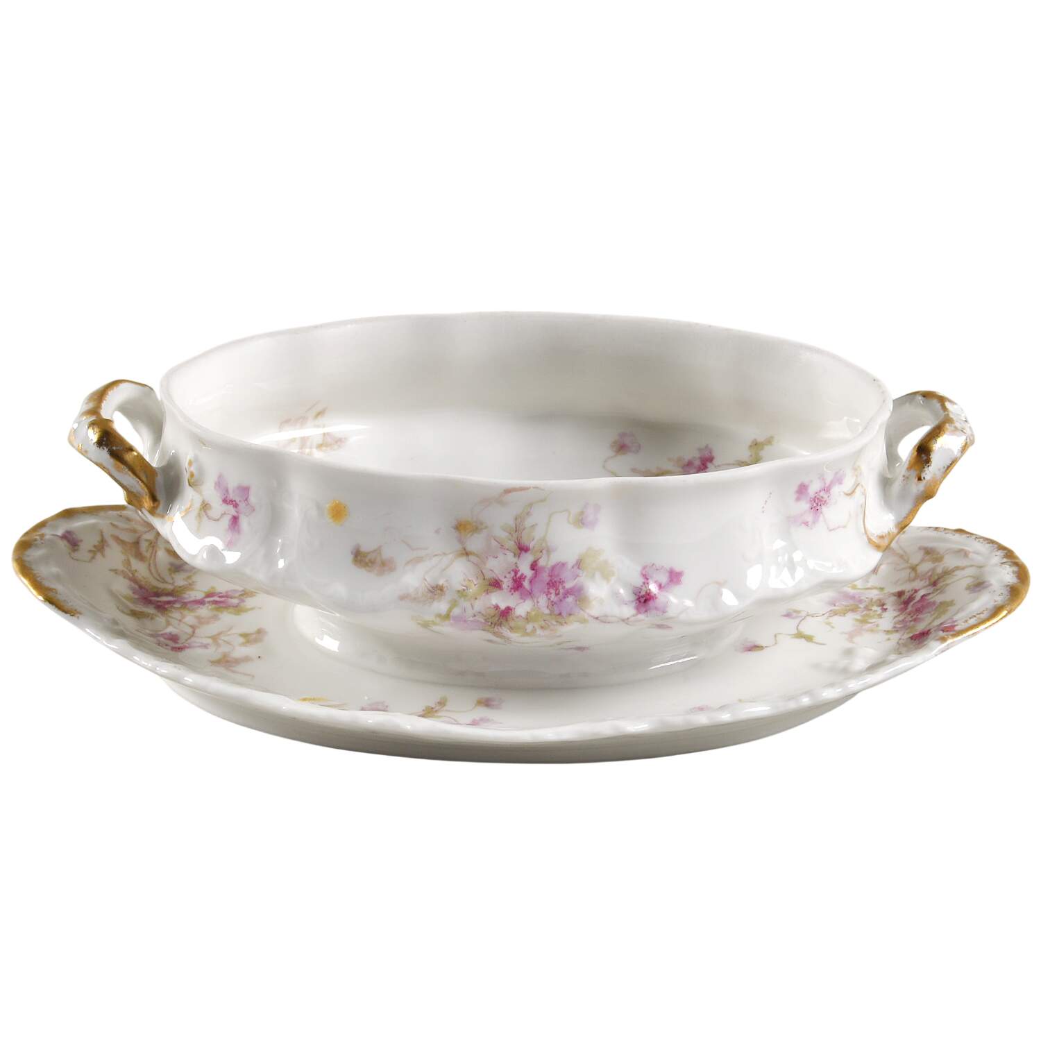 Schleiger 147D Gravy Boat w/Attached Underplate No Lid by Haviland-1