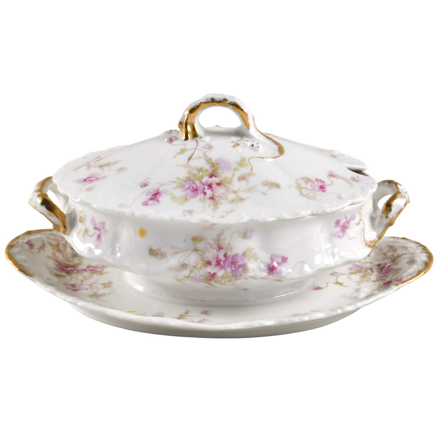 Schleiger 147D Gravy Boat w/Attached Underplate & Lid by Haviland-1