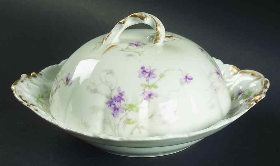 Schleiger 148-9 Round Covered Butter with Strainer by Haviland-1