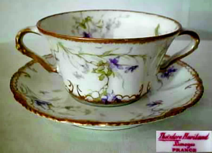 Schleiger 148b Flat Bouillon Cup & Saucer by Haviland-1
