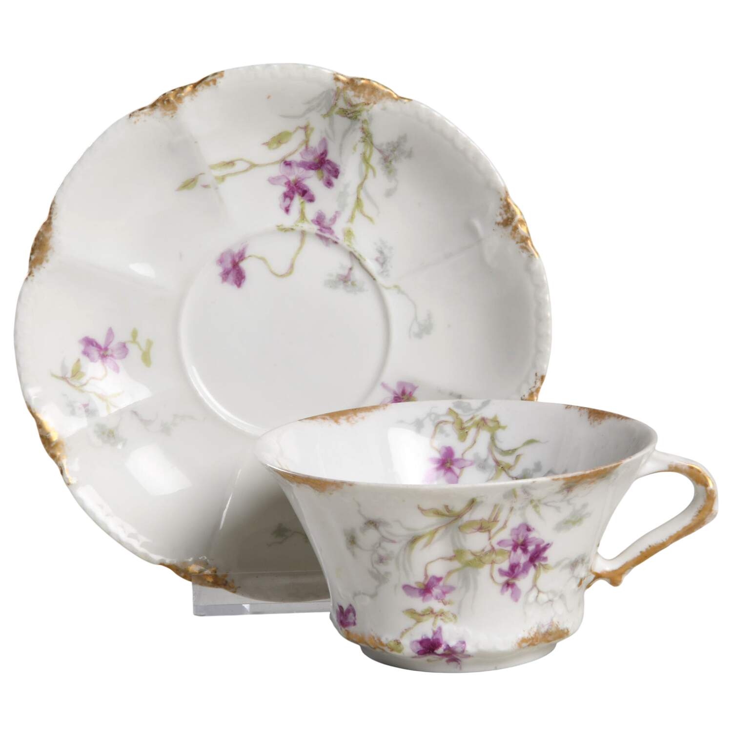 Schleiger 148d Flat Cup & Saucer Set by Haviland-1