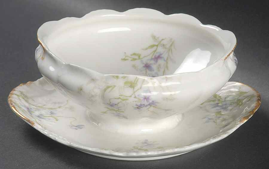 Schleiger 148G Gravy Boat with Attached Underplate by Haviland-1