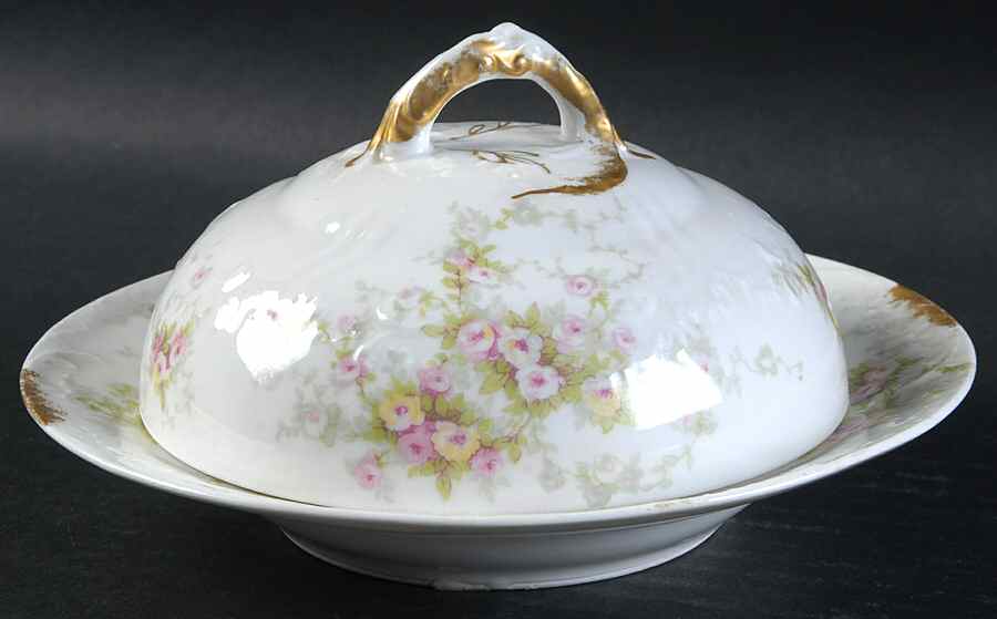 Schleiger 149B Round Covered Butter with Strainer by Haviland-1
