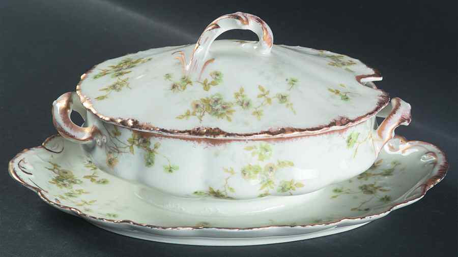 Schleiger 150b Gravy Boat w/Attached Underplate & Lid by Haviland-1