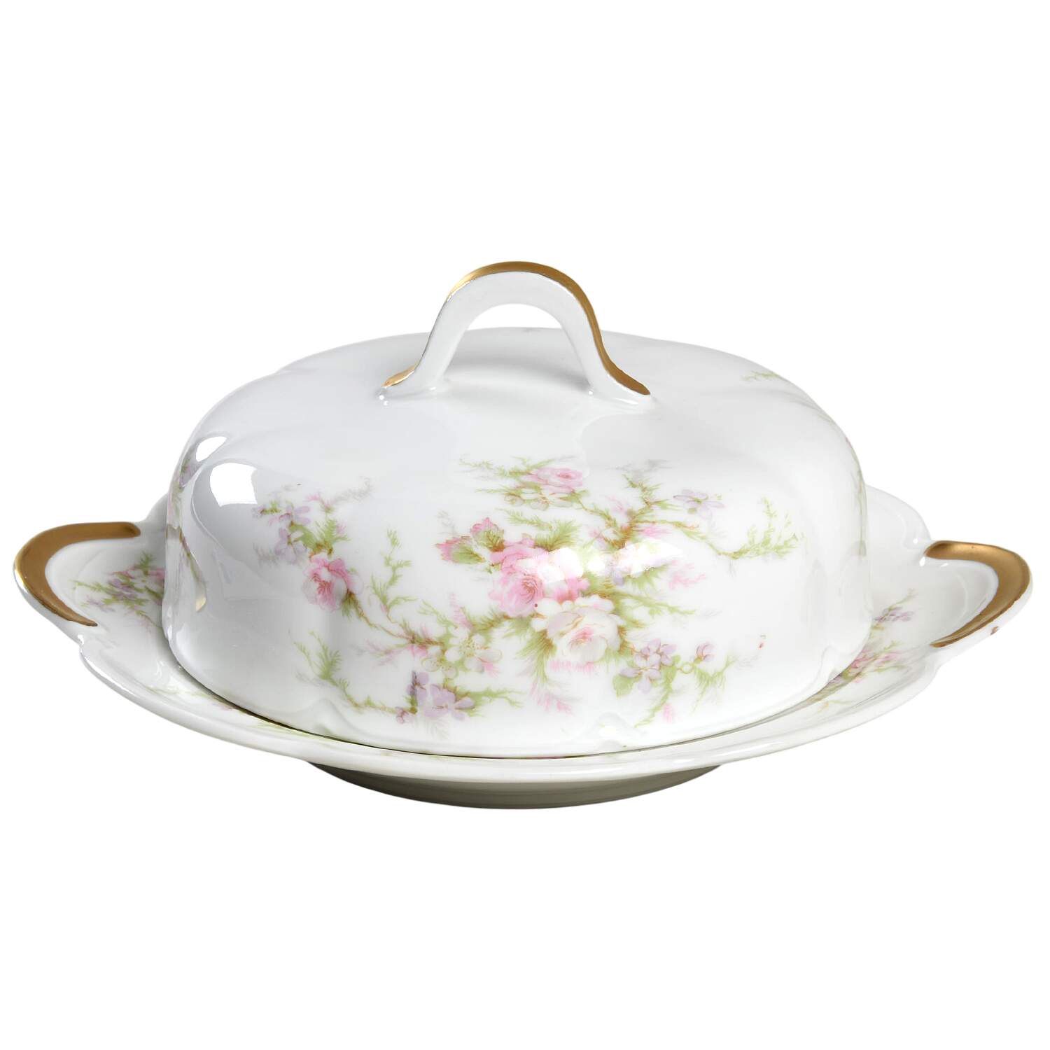 Schleiger 154D Round Covered Butter with Strainer by Haviland-1
