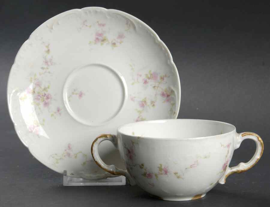 Schleiger 159A Flat Bouillon Cup & Saucer by Haviland-1