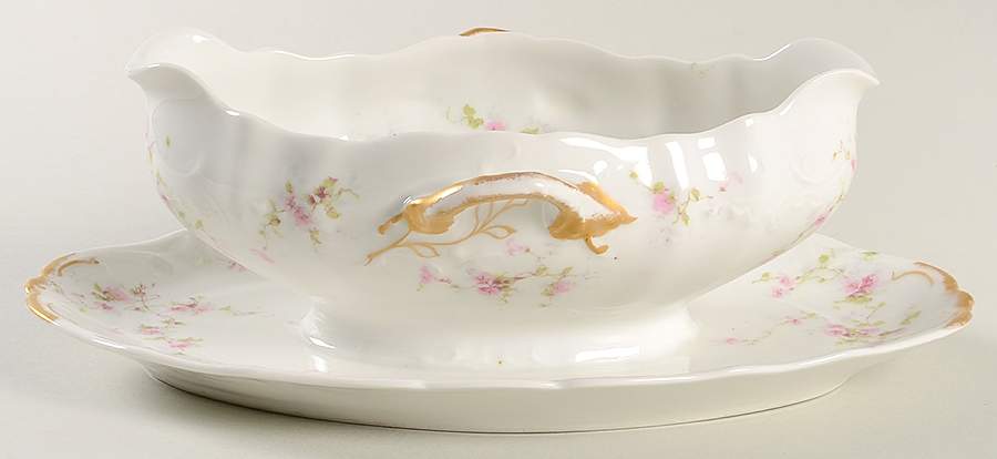 Schleiger 159A Gravy Boat with Attached Underplate by Haviland-1